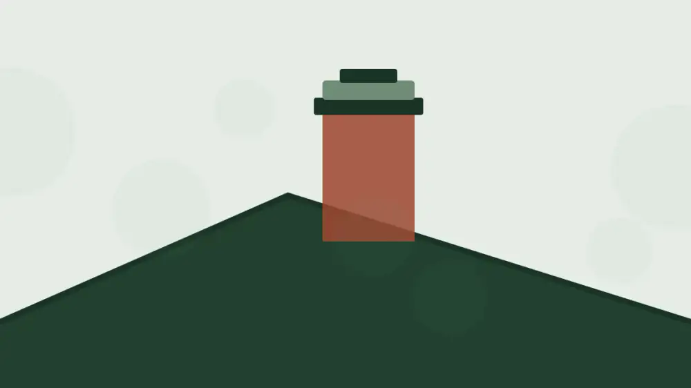 A brick chimney and a natural stone chimney shown side by side against a roofline