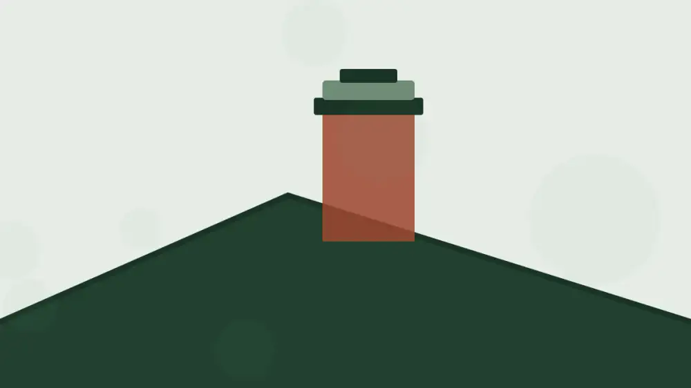 Close view of torn and rusted mesh on a chimney cap