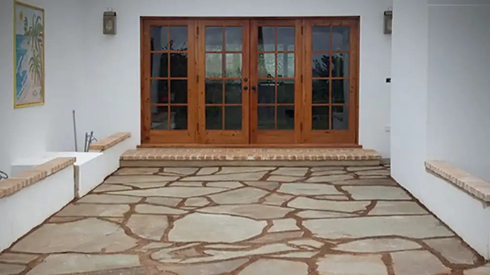 Clean paver patio surface in a residential backyard