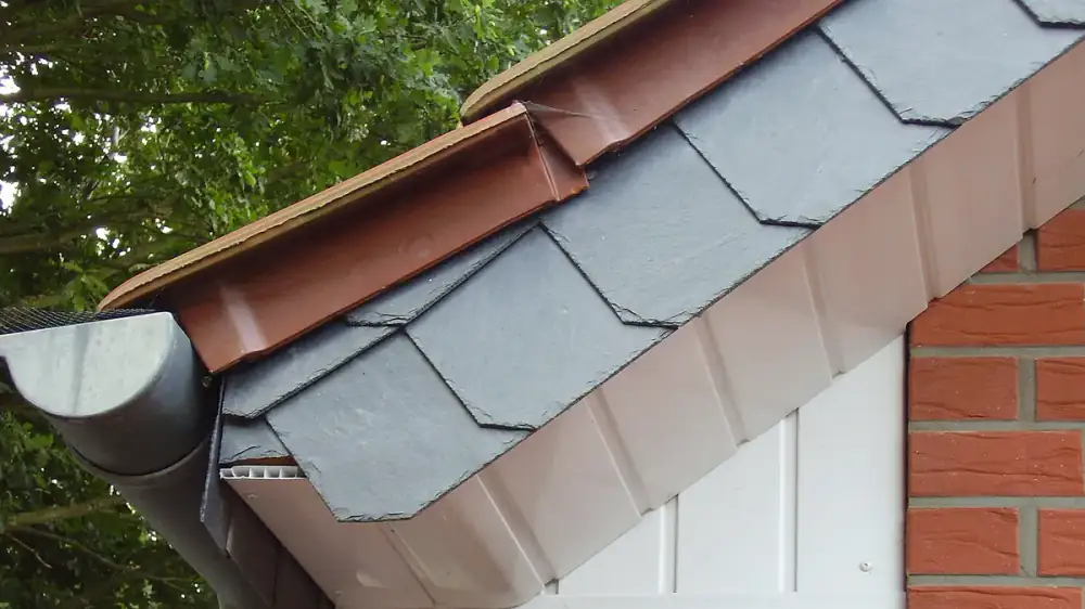 A homeowner watching rainwater drain from guarded gutters into a downspout