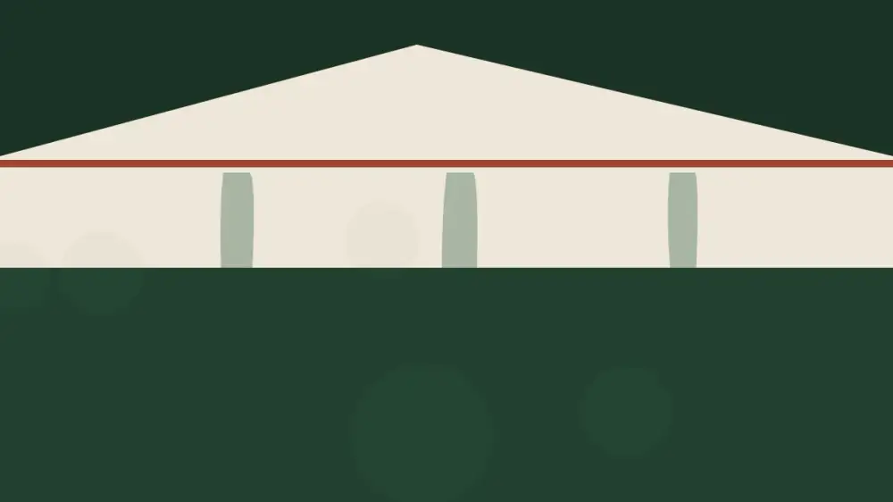 Diagram-style view of a gabled roof showing the horizontal eave edge and the sloped rake edge