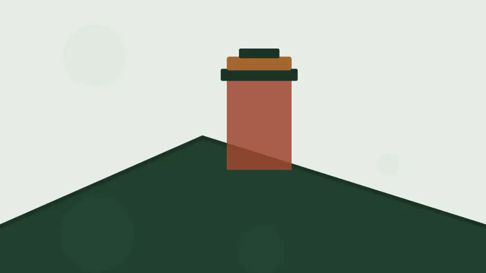 A metal chimney cap with rust and damaged mesh on a home's brick chimney